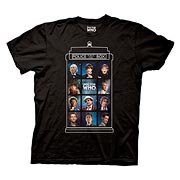 Doctor Who 50 years, 11 Doctors TARDIS Black T-Shirt